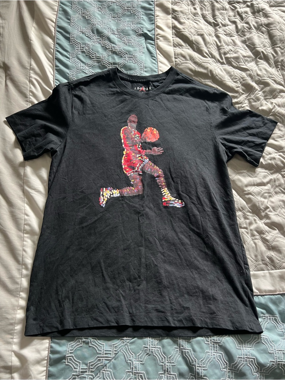 Jordan Large Pixelated Black Graphic Basketball Silhouette Tee